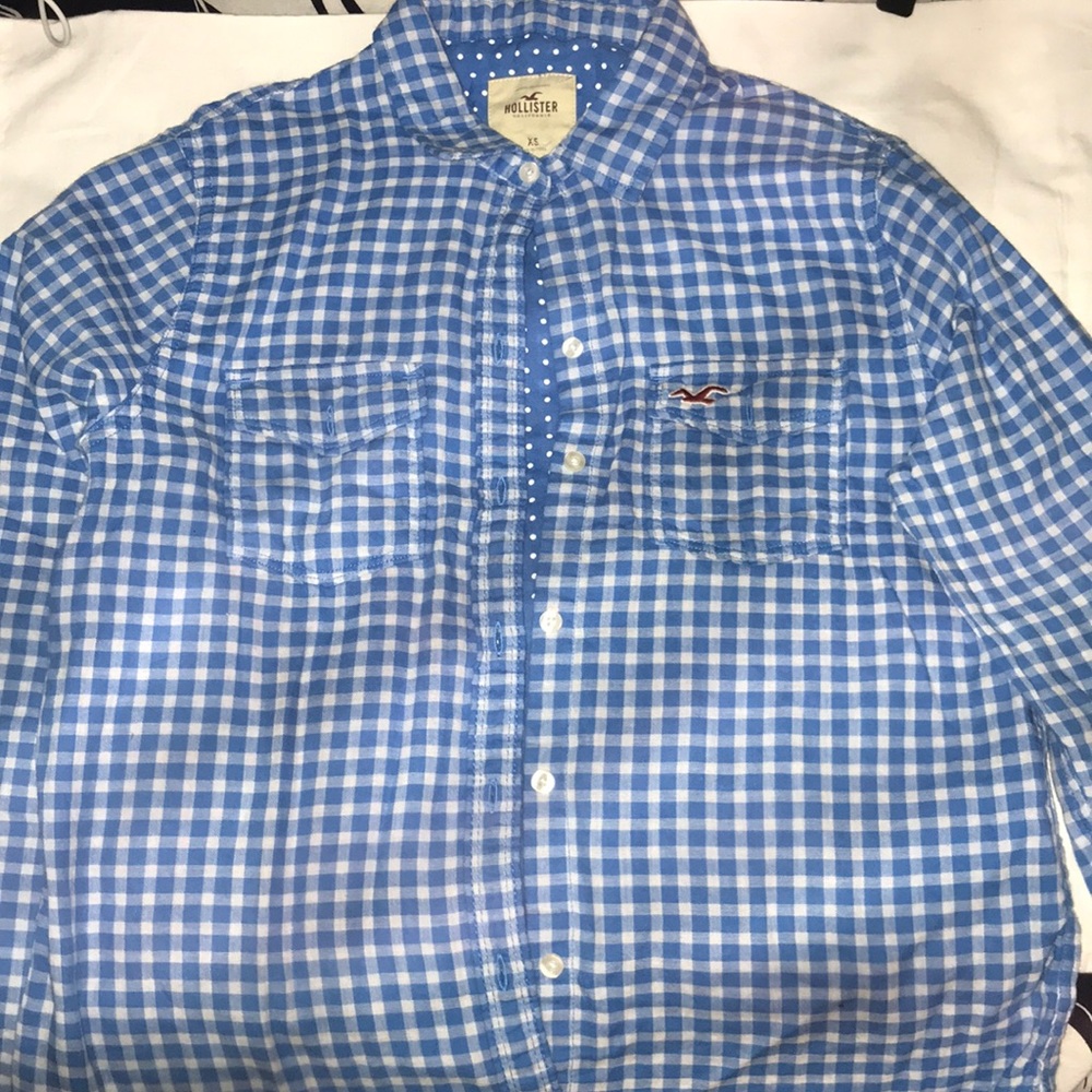 Blue and White Plaid Shirt
